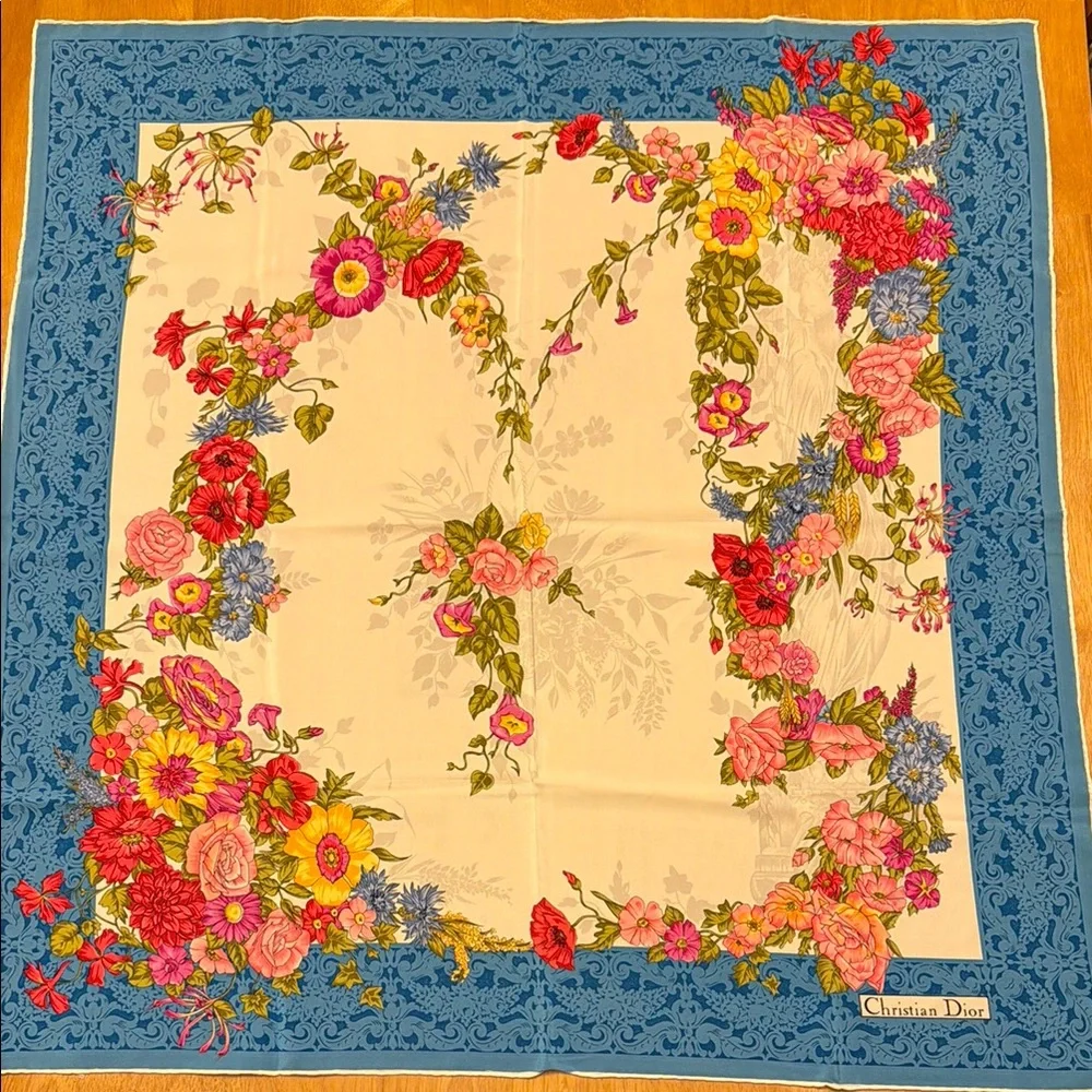 Christian Dior Floral Silk Scarf
